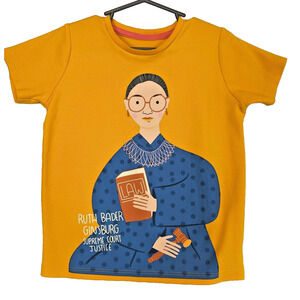 Piccolina Ruth Bader Ginsburg RBG Yellow Short Sleeve Shirt Made In Peru Size 5